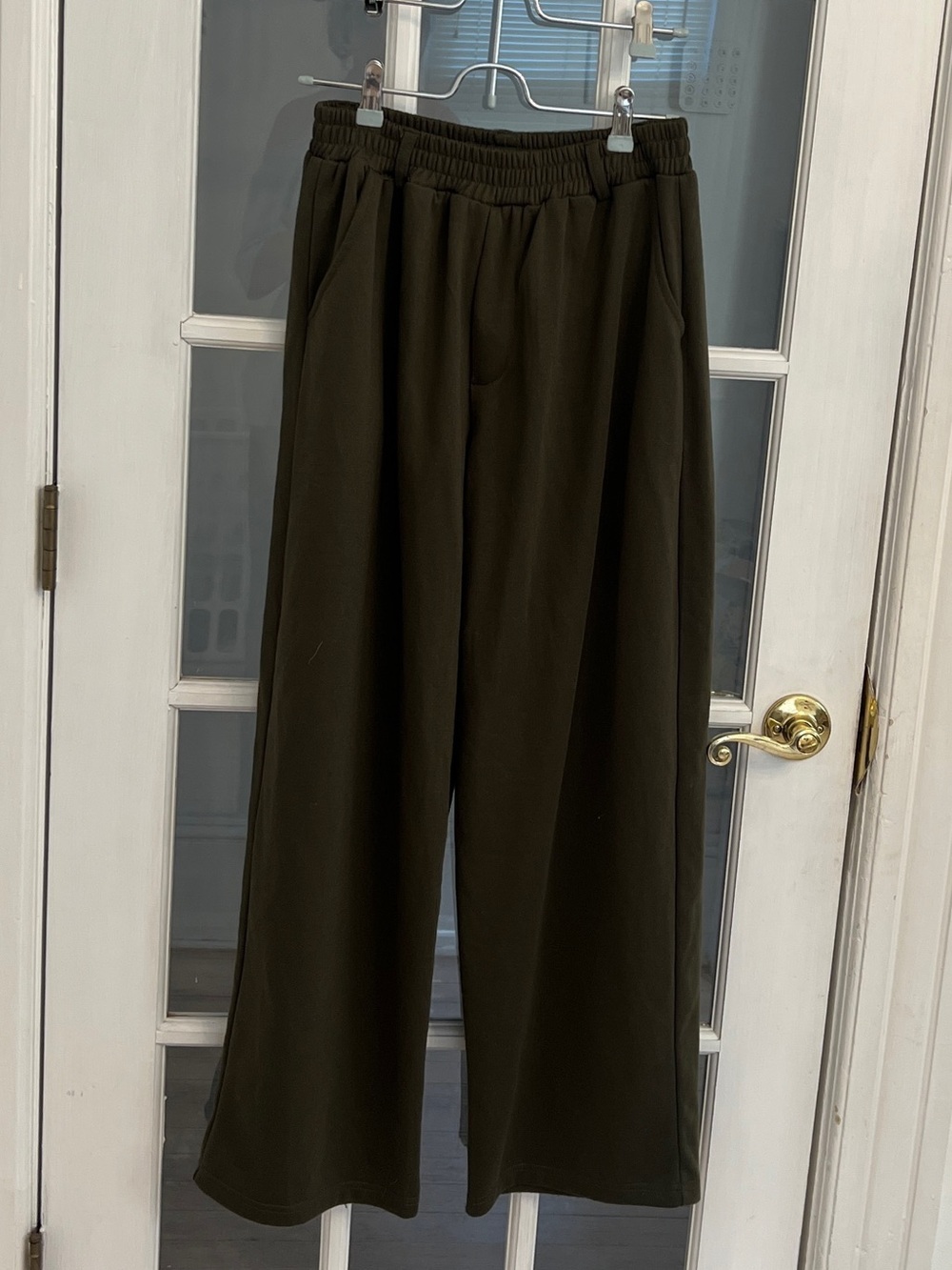 MIMOSA Women's Olive Green Elastic Waist Wide Leg Casual Pants Size S